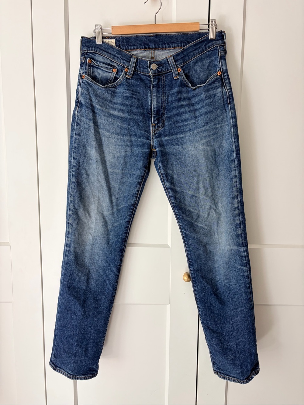 Levi's 514 Straight Fit Mid Blue Denim Jeans Big E | 32x30